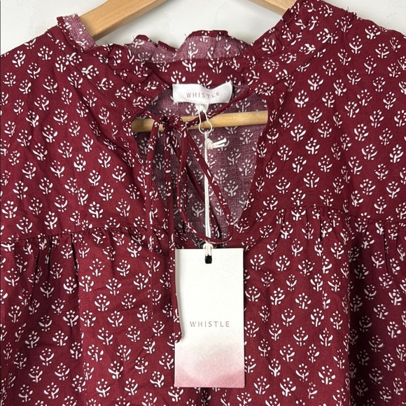 Whistles Red and White Sleeve Blouse with Tie Front Size 14 NWT - Picture 2 of 8